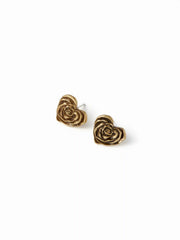 FLORAL HEART SHAPED STUD EARRINGS