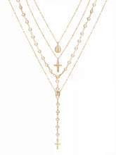 FAUX PEARL & CROSS LAYERED NECKLACE