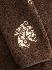 Fleece Round Neckline Paisley Embroidered Jacket