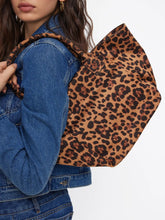 LEOPARD PRINT FAUX SUEDE TOTE BAG