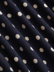 Boat Neck Polka Dot Top & Ruffle Hem Mid Rise Skirt Set