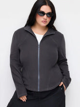 Stand Collar Zip Through Jacket Curve & Plus