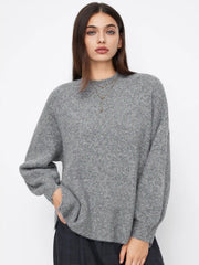 Knit Wool-blend Split Oversized Long Sleeve Top
