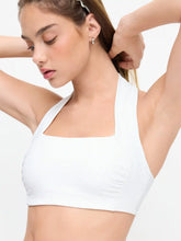 Square Neck Solid Active Bra With Removable Padding