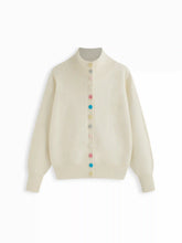 Knit High Neck Long Sleeve Button Cardigan