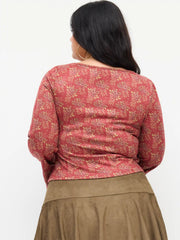 V-neck Floral Twist Long Sleeve Top Curve & Plus