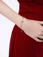 DOUBLE LAYERED HEART CHAIN CRACELET