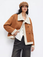 Faux Shearling Collar Button Through Oversized Jacket