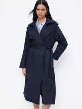 Collar Long Sleeve Double Breasted Trench Coat With Belt