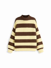 Knit Round Neck Striped Chunky Oversized Sweater