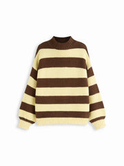 Knit Round Neck Striped Chunky Oversized Sweater