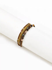 BEADED LAYERED CHAIN BRACELET