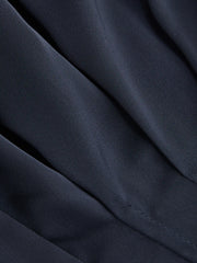 Satin Collar Ruffled Cinched Waist Lantern Sleeve Shirt