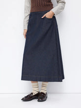 Denim Mid Rise A-line Maxi Skirt