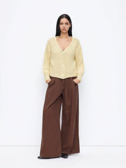 V-neck Button Chunky Knit Oversized Cardigan