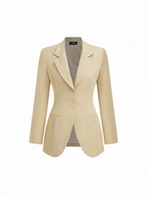 Collar Button Pocket Cinched Waist Blazer