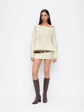 Cable Knit Asymmetrical Neck Low Rise Mini Dress
