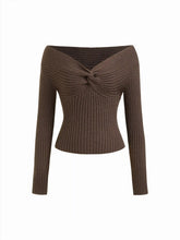 Knit V-neck Long Sleeve Twist Top