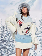 Knit Ski Graphic Round Neck Long Sleeve Oversized Top