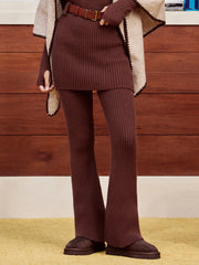 Knit Mid Rise Flared Trousers