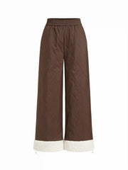 Fleece High Rise Quilted Wide Leg Trousers