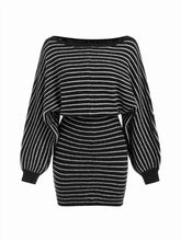 Knit Wool-blend Boat Neck Striped Straight Dress