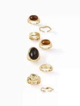 8PCS GEMSTONE CRINKLE RINGS SET