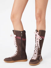 TWO-TONE LACE-UP BOXING BOOTS
