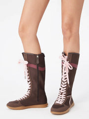 TWO-TONE LACE-UP BOXING BOOTS