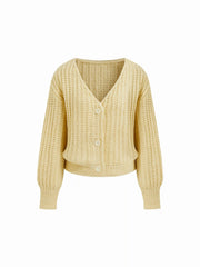 V-neck Button Chunky Knit Oversized Cardigan