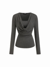 Cowl Neck Ruched Cinched Waist Top