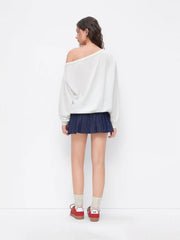 98 Boston Star Graphic Asymmetrical Neck Oversized Sweatshirt