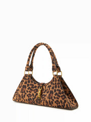 FAUX SUEDE LEOPARD PRINT SHOULDER BAG