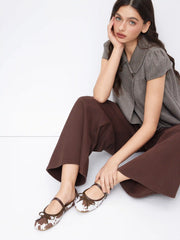 COWHIDE PRINT BOWKNOT DECOR MARY JANES