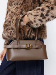 FAUX LEATHER BUCKLE SHOULDER BAG