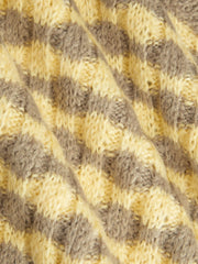 Knit V-neck Plaid Two Tone Vest