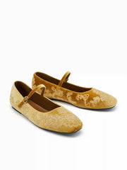 ROUND TOE EMBROIDERED MARY JANE SHOES
