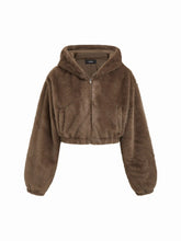 Faux Shearling Hooded Cropped Jacket