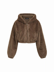 Faux Shearling Hooded Cropped Jacket
