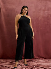 Asymmetrical Neck Glitter Rhinestone Straps Jumpsuit Curve & Plus