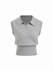 Knit Polo Neck Vest