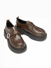 CHUNKY HEEL BUCKLE LOAFERS