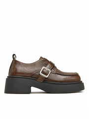 CHUNKY HEEL BUCKLE LOAFERS