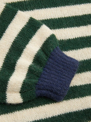 Knit Mohair-blend Striped Contrasting Binding Oversized Top