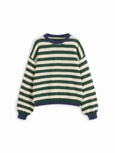 Knit Mohair-blend Striped Contrasting Binding Oversized Top