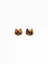 LEOPARD PRINT CAT SHAPED STUD EARRINGS