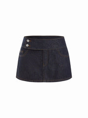 Washed Denim Low Rise A-Line Mini Skort
