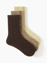 3 PAIRS CABLE WOOL-BLEND CREW SOCKS