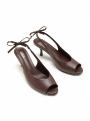 OPEN-TOE BOWKNOT SLINGBACK KITTEN HEELS