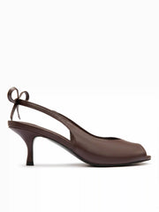 OPEN-TOE BOWKNOT SLINGBACK KITTEN HEELS